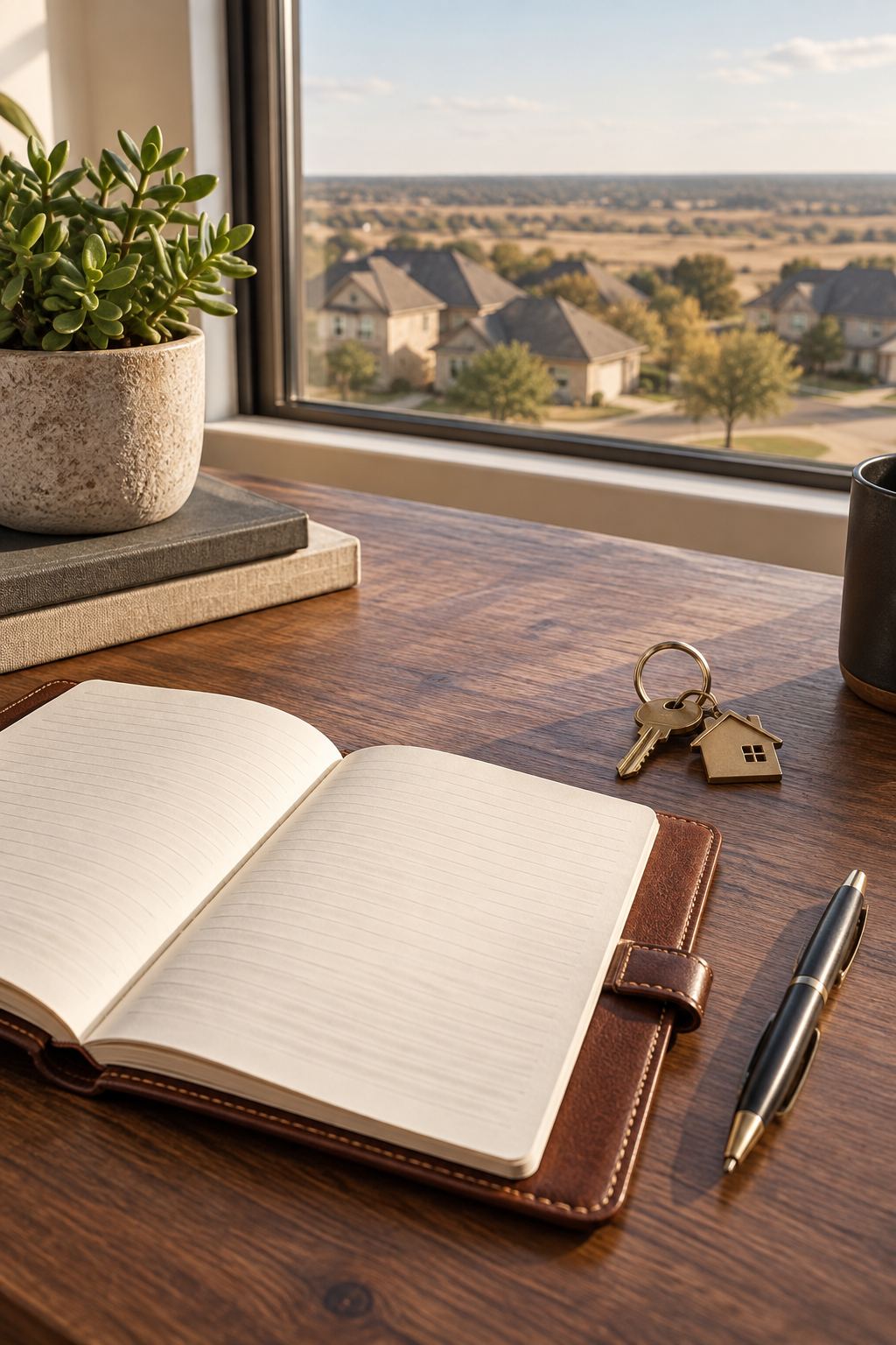 An open notebook and house keys on a desk, representing Orlando Fernandez, Designated Broker at Perla Realty Group